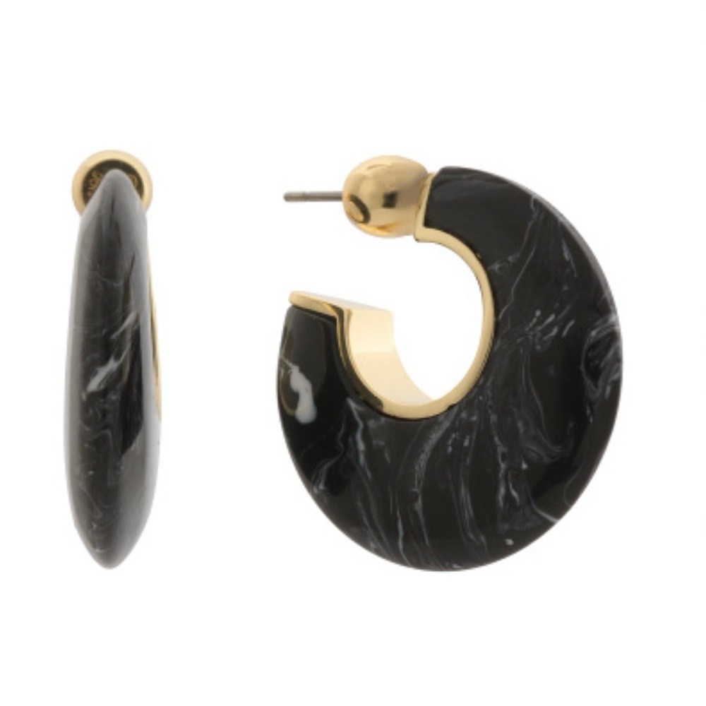 Gorjana Black and Gold Marble Hoop Earrings